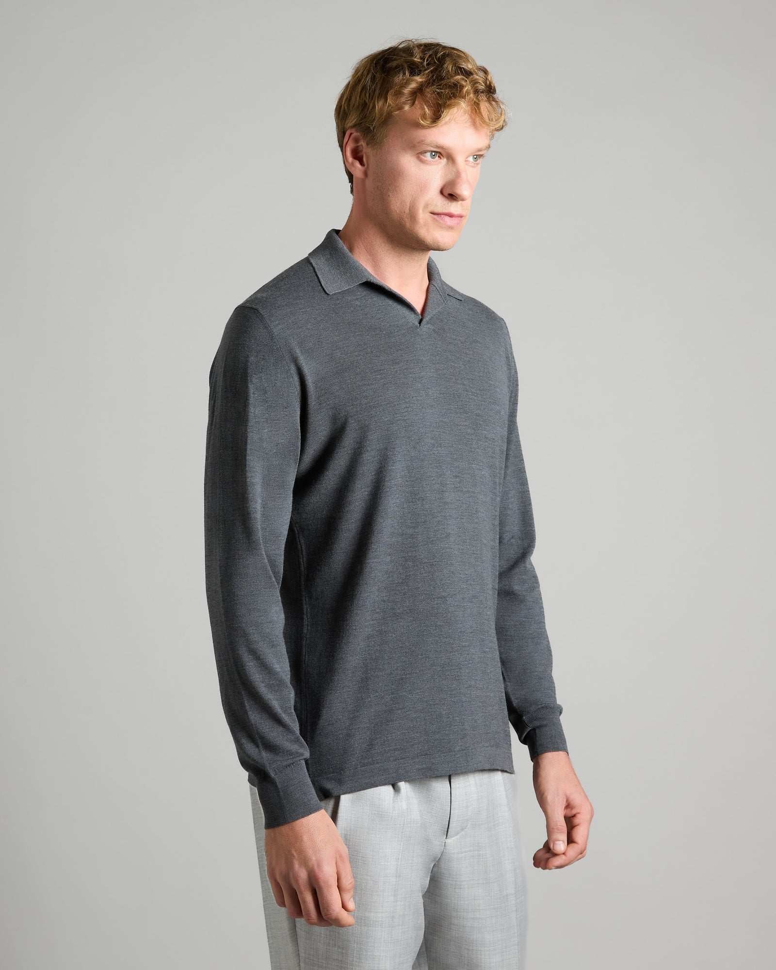 Polo in Kid wool 12.8 grigio melange