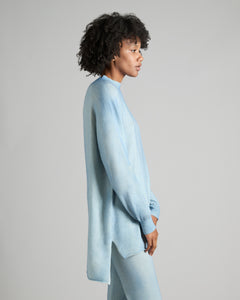 Kid Cashmere hand sprayed mock neck in light blue