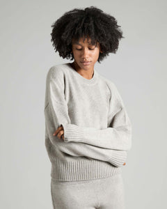 Light grey kid cashmere round-neck sweater