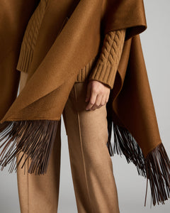 Brown Cashmere Cape with Fringes