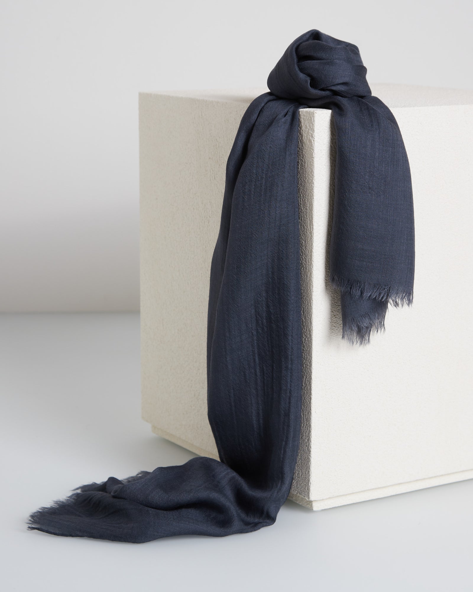 Blue cashmere and silk stole