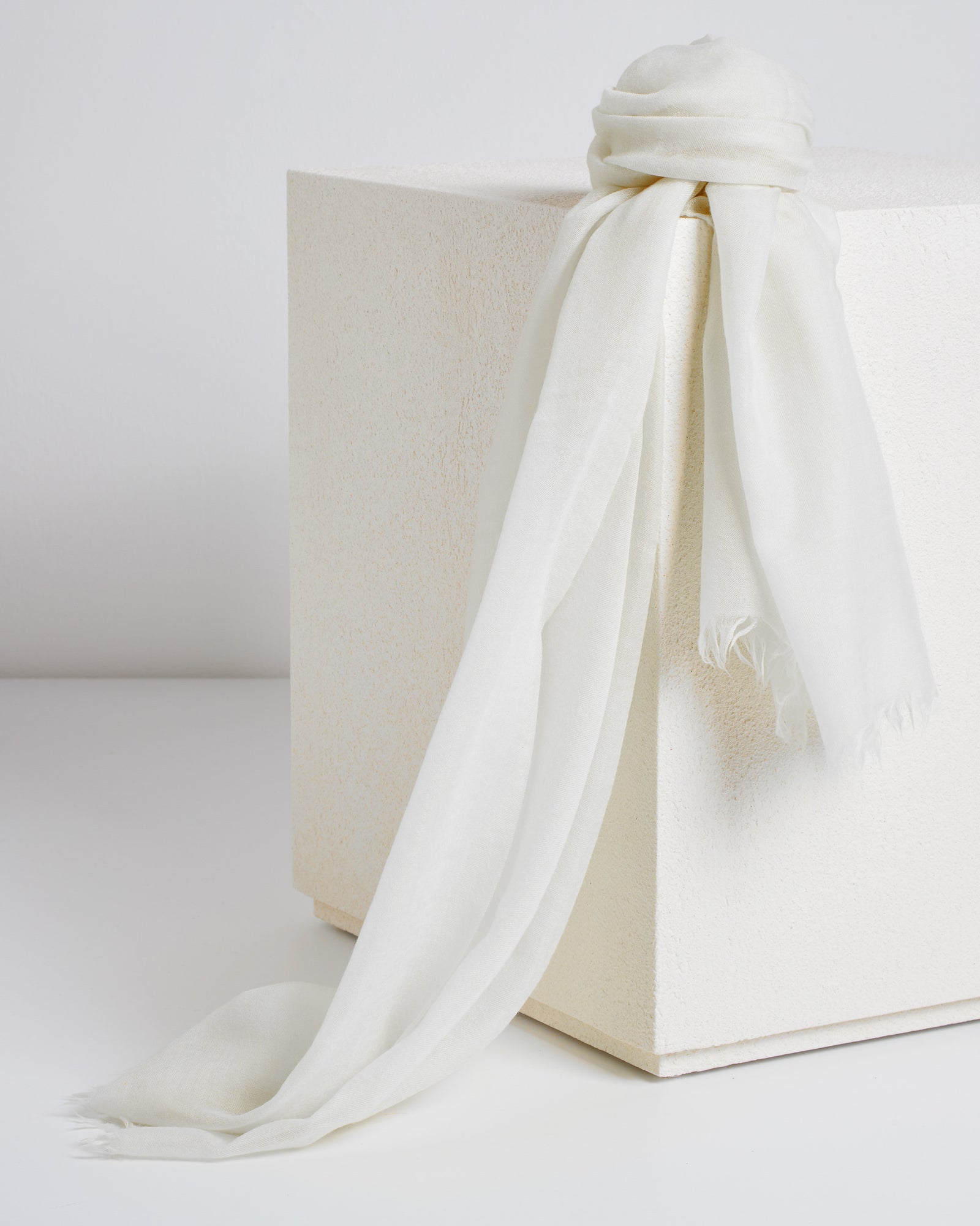 White cashmere and silk stole