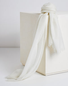 White cashmere and silk stole